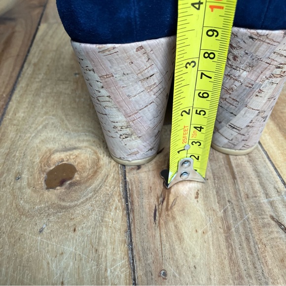 Stuart Weitzman Corkswoon Navy Blue Designer Wedges Size 7.5 - Picture 11 of 15